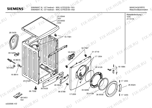Взрыв-схема стиральной машины Siemens WXL127FEE SIWAMAT XL 127 - Схема узла 02