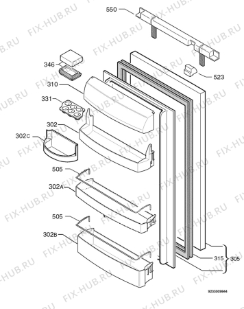 Взрыв-схема холодильника Juno Electrolux JKI9428 - Схема узла Door 003