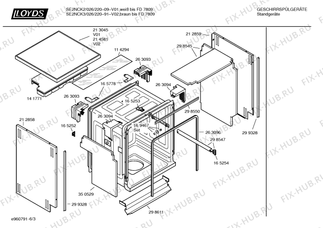 Взрыв-схема посудомоечной машины Lloyds SE2NCK2 LLoyds401eco comfor - Схема узла 03