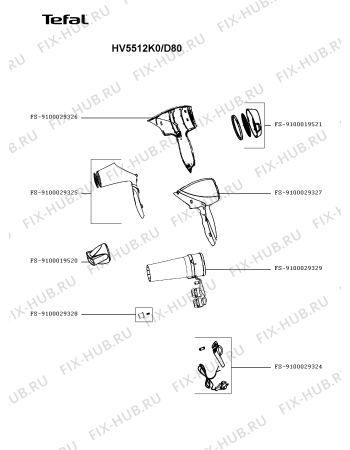 Схема №1 HV5512K0/D80 с изображением Кнопка для электрофена Tefal FS-9100029328