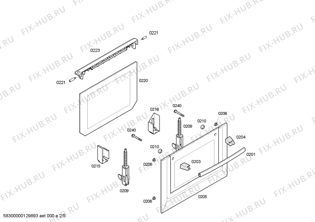 Схема №1 HBN230260E Horno bosch indpnd.multf.negr.reloj ec2 с изображением Передняя часть корпуса для духового шкафа Bosch 00668426