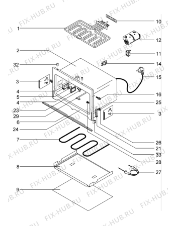 Взрыв-схема плиты (духовки) Juno Electrolux JOB64150X - Схема узла Oven