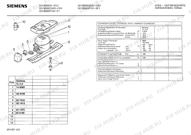 Взрыв-схема холодильника Siemens GI13B00 - Схема узла 02