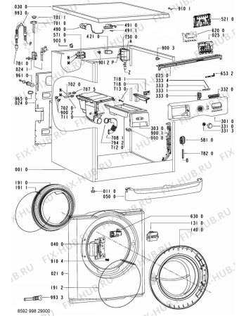 Схема №1 AWOE 8750 с изображением Обшивка для стиральной машины Whirlpool 480111102366