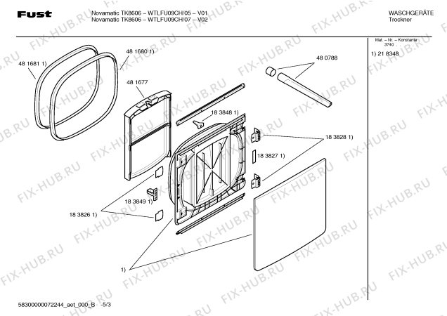 Взрыв-схема сушильной машины Novamatic WTLFU09CH Novamatic TK8606 - Схема узла 03