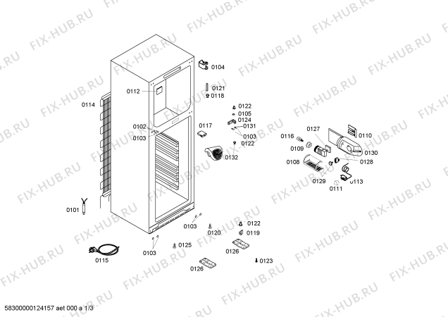 Схема №1 KD39VX00ME с изображением Дверь морозильной камеры для холодильника Siemens 00478344