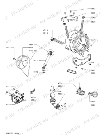 Взрыв-схема стиральной машины Indesit AWOD46059 (F091442) - Схема узла