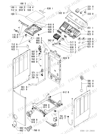 Схема №1 EV 1200 с изображением Обшивка для стиралки Whirlpool 481245214274