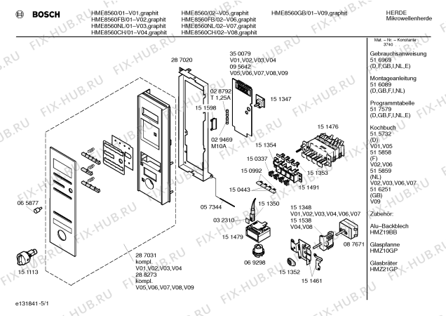 Схема №1 HME8560CH с изображением Панель управления для микроволновки Bosch 00287031
