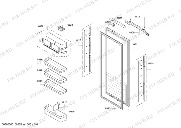 Схема №1 KIR25P60L с изображением Дверь для холодильной камеры Siemens 00249323