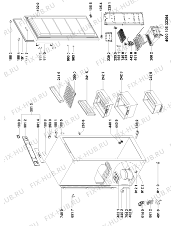 Схема №1 WVF1880 NF TS с изображением Корпусная деталь для холодильника Whirlpool 481010504953