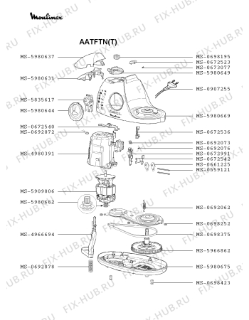 Взрыв-схема кухонного комбайна Moulinex AATFTN(T) - Схема узла DP002852.5P4