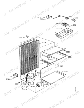 Взрыв-схема холодильника Castor CM2650F - Схема узла Cooling system 017