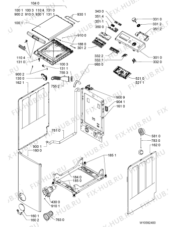 Схема №1 AWE 65123 с изображением Обшивка для стиральной машины Whirlpool 481010585987