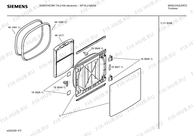 Схема №1 WTXL2100 SIWATHERM TXL2100 electronic с изображением Панель управления для сушилки Siemens 00435496