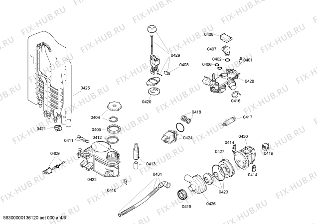 Взрыв-схема посудомоечной машины Bosch SGS53E22FR - Схема узла 04