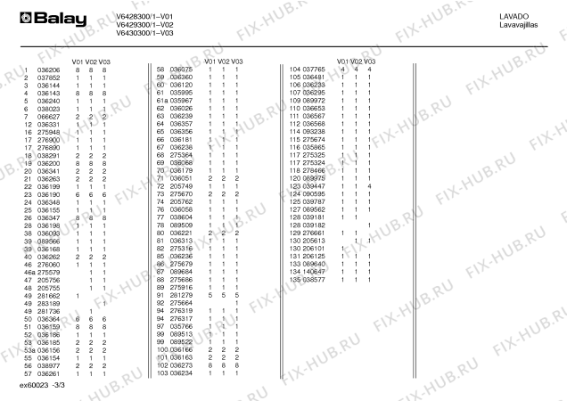 Взрыв-схема посудомоечной машины Balay V6430300/1 - Схема узла 03