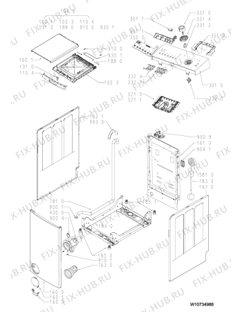 Схема №1 PTL 1021 D с изображением Блок управления для стиральной машины Whirlpool 481075166446