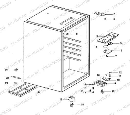 Взрыв-схема холодильника Electrolux ER1244T/N - Схема узла Cabinet + armatures