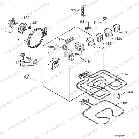 Взрыв-схема плиты (духовки) Zanussi ZHM763W - Схема узла Electrical equipment 268