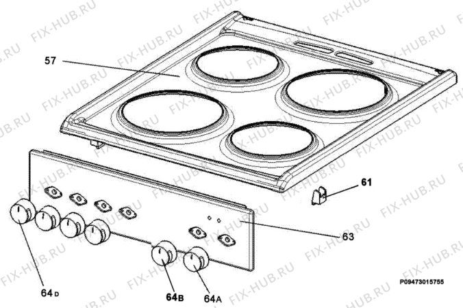 Взрыв-схема плиты (духовки) Aeg 20005FA-W - Схема узла Section 4