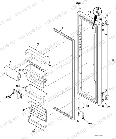 Взрыв-схема холодильника Aeg Electrolux S75628SK2 - Схема узла Refrigerator door