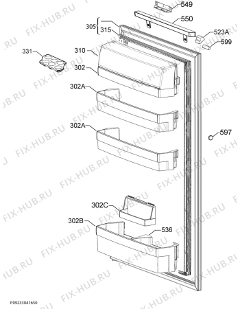 Взрыв-схема холодильника Electrolux IK285SAL - Схема узла Door
