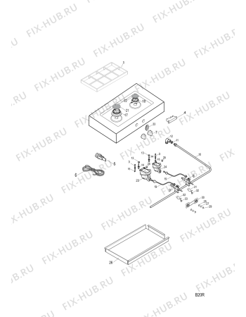 Взрыв-схема плиты (духовки) SCHOLTES B20R41 (F071638) - Схема узла