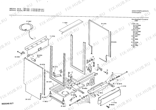 Схема №1 0730302537 GS23W с изображением Панель для посудомоечной машины Bosch 00113367