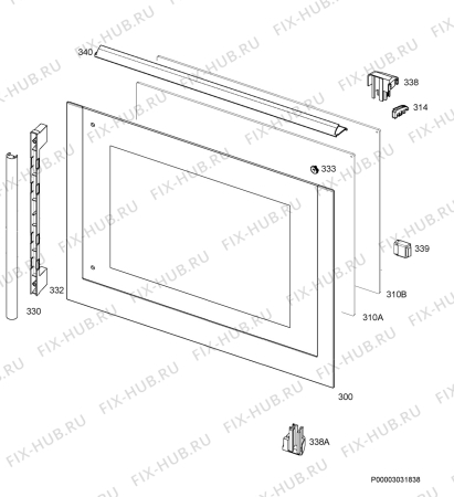 Взрыв-схема плиты (духовки) Aeg Electrolux BE7614000M - Схема узла Door