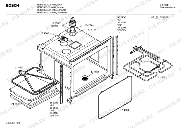 Схема №1 HEN5300 с изображением Инструкция по эксплуатации для духового шкафа Bosch 00583940