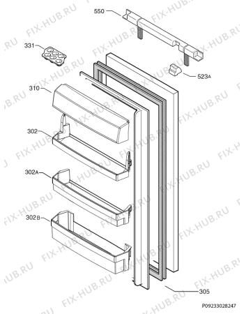 Взрыв-схема холодильника Juno Electrolux JRG90882 - Схема узла Door 003