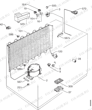 Взрыв-схема холодильника Zanussi ZCF280M - Схема узла Refrigerator cooling system