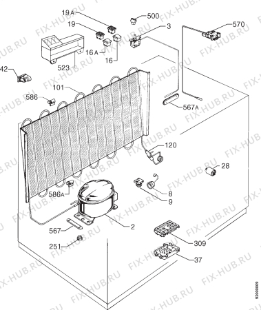 Взрыв-схема холодильника Privileg 117.133 9 - Схема узла Refrigerator cooling system