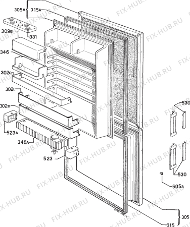 Взрыв-схема холодильника Zoppas P22/92CA - Схема узла Door 003