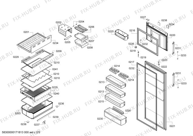 Схема №1 KDN42VI20 с изображением Выдвижной ящик для холодильника Bosch 00688631