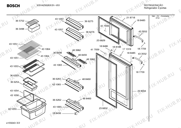 Взрыв-схема холодильника Bosch KSV425026X Glass Line - Схема узла 02