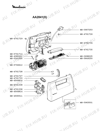 Взрыв-схема блендера (миксера) Moulinex AA2841(0) - Схема узла Q0000041.8Q2