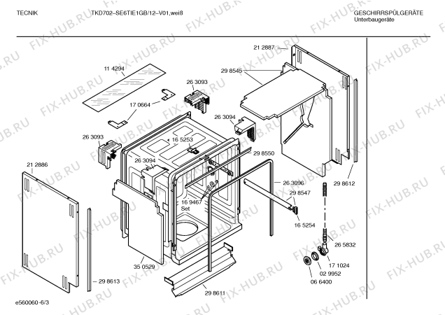 Взрыв-схема посудомоечной машины Tecnik SE6TIE1GB TKD702 - Схема узла 03