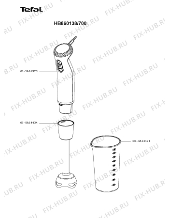Схема №1 HB860138/700 с изображением Моторчик для блендера (миксера) Tefal MS-5A16973