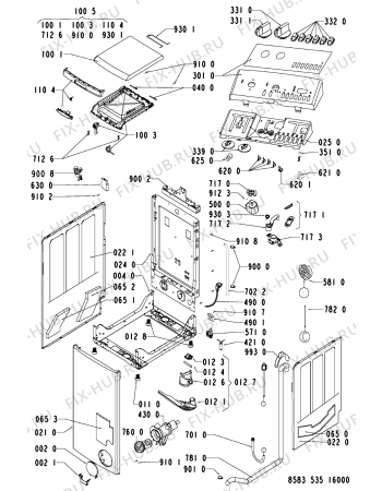 Схема №1 WAT 5240 с изображением Кнопка, ручка переключения Whirlpool 481241258821