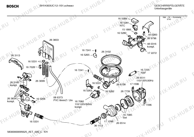 Схема №1 SHV4303UC с изображением Провод для посудомоечной машины Bosch 00366746