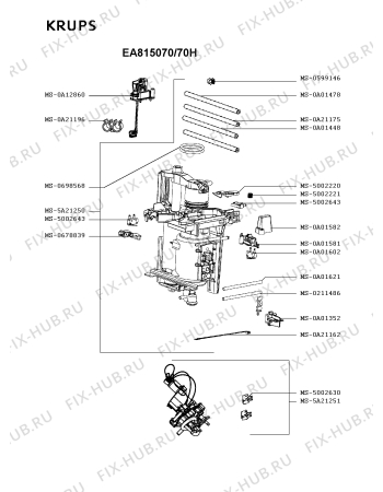 Взрыв-схема кофеварки (кофемашины) Krups EA815070/70H - Схема узла MP005254.6P2