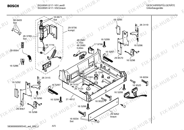 Взрыв-схема посудомоечной машины Bosch SGU69A12 - Схема узла 05
