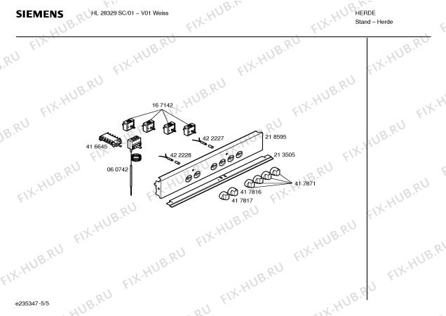 Взрыв-схема плиты (духовки) Siemens HL28329SC - Схема узла 05