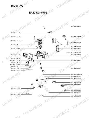 Взрыв-схема кофеварки (кофемашины) Krups EA829G10/70J - Схема узла QP005406.2P2