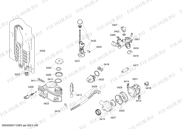 Взрыв-схема посудомоечной машины Bosch SGS44E52EU - Схема узла 04