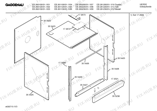 Схема №1 EB261230 с изображением Инструкция по эксплуатации Gaggenau для электропечи Bosch 00525940