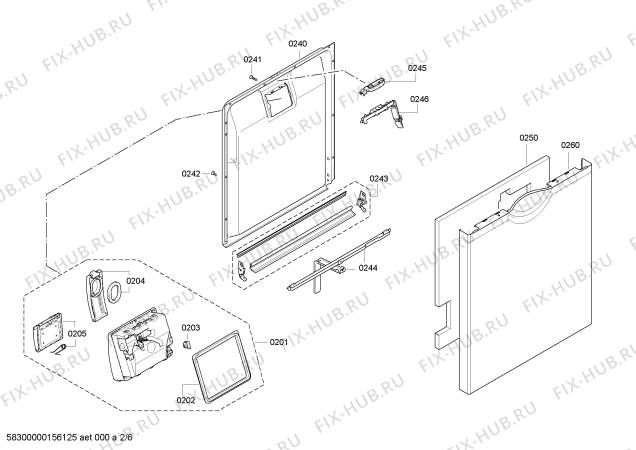 Схема №1 SMU58T42SK с изображением Передняя панель для посудомойки Bosch 00706395