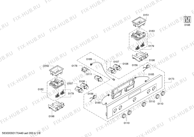 Схема №1 P1HEB79753 с изображением Модуль управления, запрограммированный для плиты (духовки) Bosch 00741319